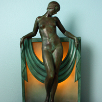 snake lamp, quezal, brandt, frankart, art deco, orientalist