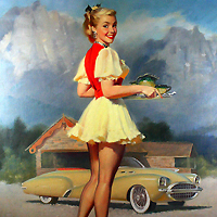 pin up, medcalf, automobilia, carhop