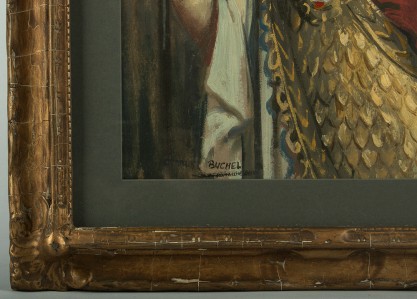 The artist's signature and frame detail