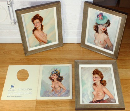 The collection of 3 paintings with published C. 1950 Brown & Bigelow Folio