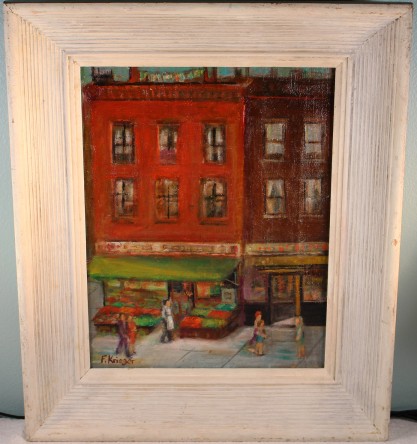 Framed view in simple WPA aesthetic painted wood frame
