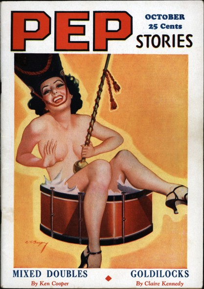 The painting as the October, 1935 cover for Pep Stories 
