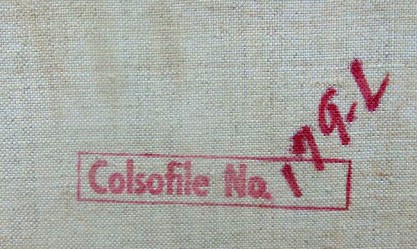 Colson Calendar Company Inkstamp on back canvas detail view