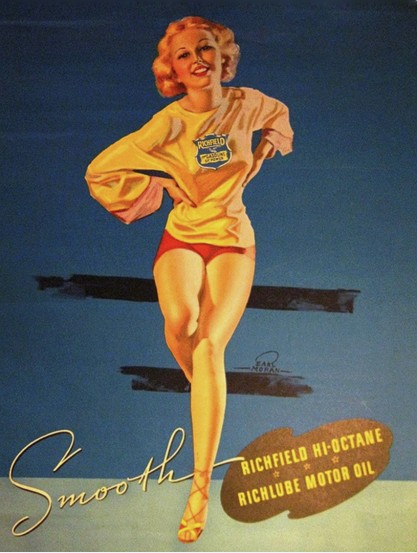 The image as it appeared as an advertisement for Richlube Motor Oil