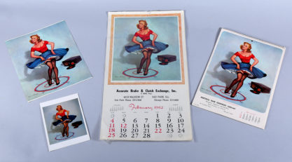 A collection of published vintage calendars and prints (included in sale).