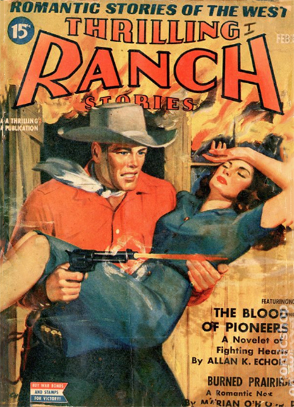 The artwork as it appeared on the cover of Thrilling Ranch Stories - February, 1943