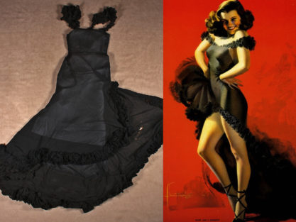 The infamous black rumba dress worn by Jewel Flowers and the completed work "How Am I Doing?"